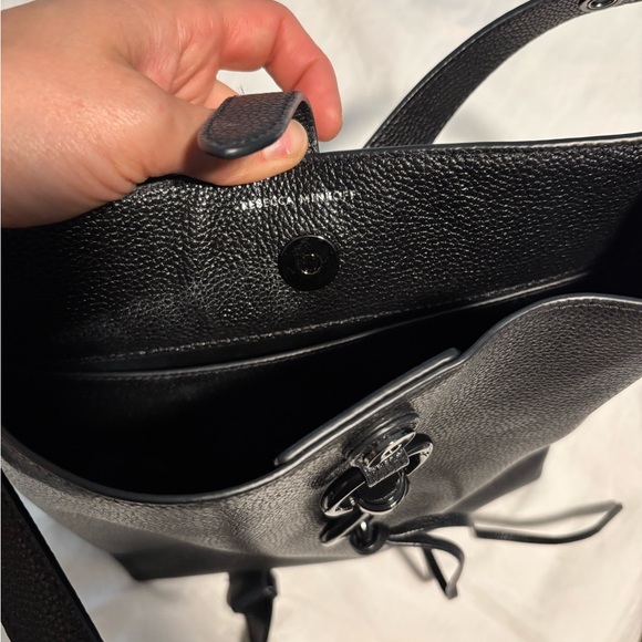 Rebecca Minkoff Megan Black Bucket Bag | Edgy Leather Crossbody Bag - Picture 7 of 8